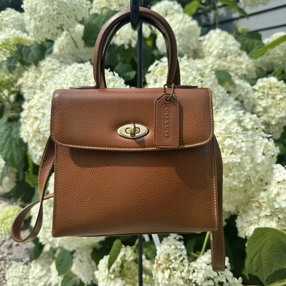COACH Vintage Gracie Bag 4413 Leather Brown Turnlock Shoulder ~ Made In Italy
